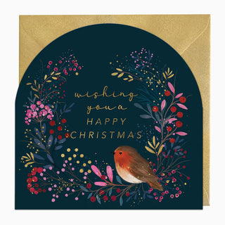 Bursting Berry Robin Christmas Card