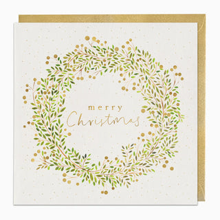Golden Wreath Christmas Card