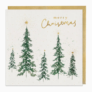 Gold-topped Forest Christmas Card