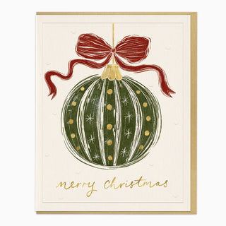 Lino Ribboned Bauble Christmas Card