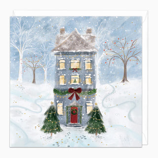 Snowy Town House Christmas Card