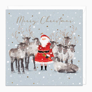 Santa & Reindeer Christmas Card