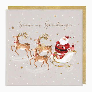 Santa In His Sleigh Christmas Card