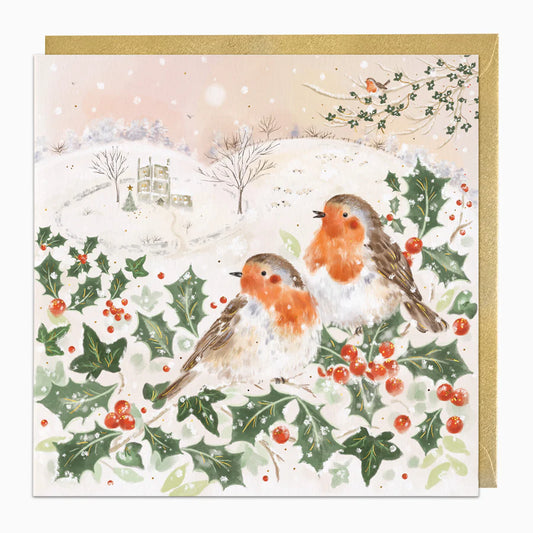 Robins by the Church Christmas Card