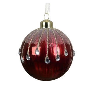 Gloss Oxblood Beaded Line Frosted Top Bauble
