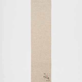 Eve Floral Embroidered Kntted Scarf in Oat Marl