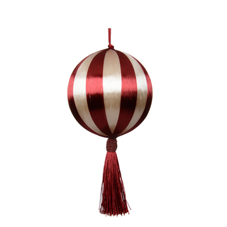 Pearl & Oxblood Stripe with Tassle Bauble