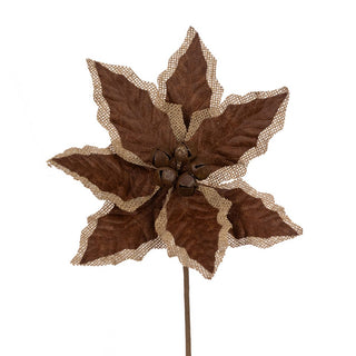 Pleather Bell Poinsettia Stem Brown
