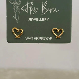 Tarnish Resistant Wire Heart Gold Studs