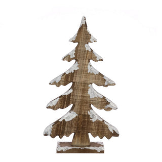 Wooden Tree With Snow 37cm