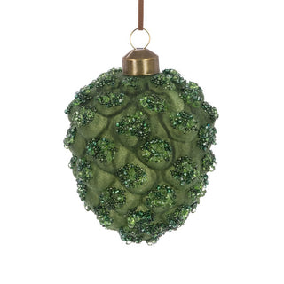 Glass Green Pinecone 9cm