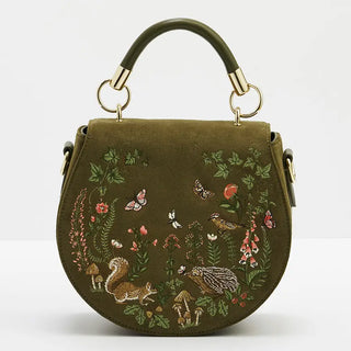Charlotte Meadow Scene Embroidered Saddle Bag