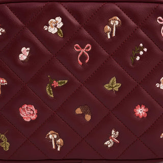 Alice Orla Embroidered Quilted Camera Bag in Burgundy