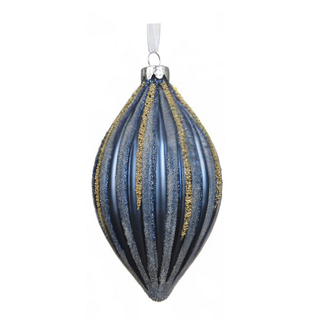 Navy Frosted Glitter & Gold Beads Lined Finial