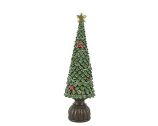 Green Glitter with Red Bows Tree Christmas Decoration Lrg