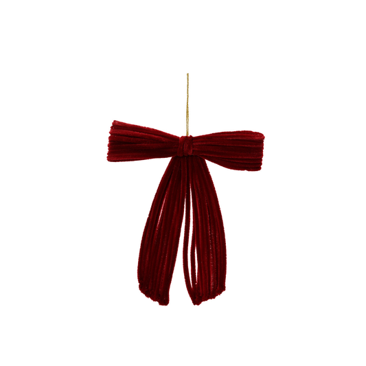 Oxblood Wired Chenille Bow Tree Decoration