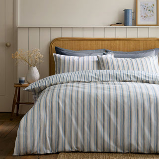 Brushed Somerset Stripe Double Duvet Set Blue