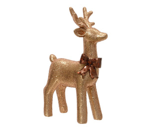 Bronze Glitter Reindeer with Chocolate Bow Ornament Sml