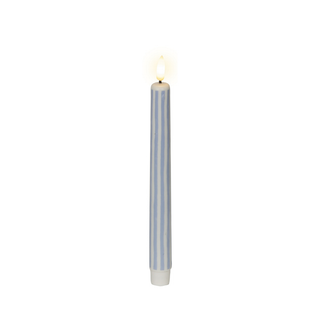 LED Wick Blue Striped Dinner Candle 2Pk