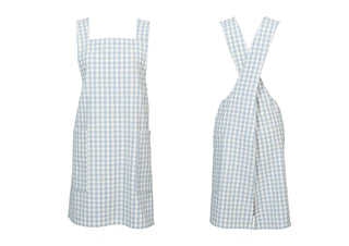 Gingham Crossback Apron Blue