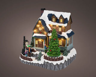 Led House with Christmas Tree Scene