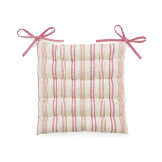 Oak Leaf Ticking Stripe Seat Pad Yellow/Pink