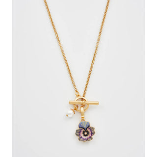 Pansy Pearl Gold Toggle Necklace