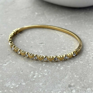 Tarnish Resistant Hinged Heart with Zirconia Bangle
