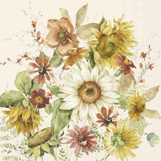 Late Summer Flowers Cream Napkins