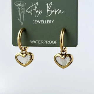 Tarnish Resistant Pearlescent Heart Huggies