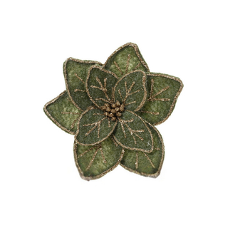 Green Christmas Flower on Clip
