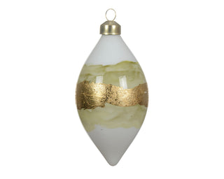 White & Pistachio Green Finial with Gold Leaf