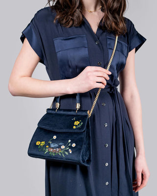 Blackbird Navy Mini Velvet Tote