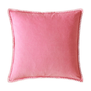 Blanket Stitch Velvet Coral Pink Cushion