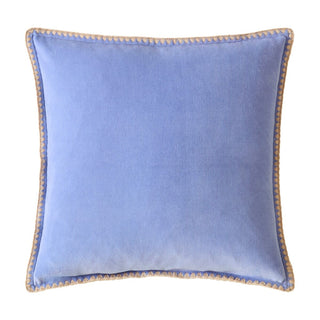 Blanket Stitch Velvet Thistle Blue Cushion