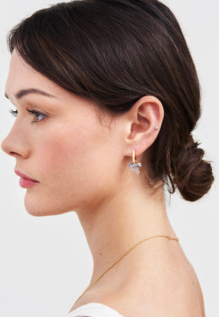 Gold Forget Me Not Bow Huggie Earrings
