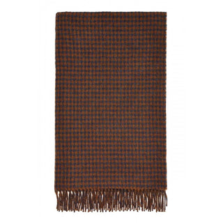 Merino Lambswool Houndstooth Throw Navy & Rust