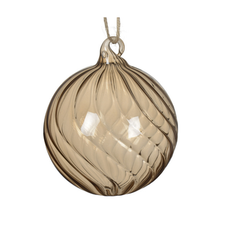 Transparent Pecan Swirl Glass Bauble