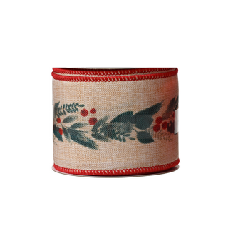 Wide Sprigs & Berries Christmas Ribbon