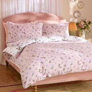 Flutter Floral Single Duvet Set Pink