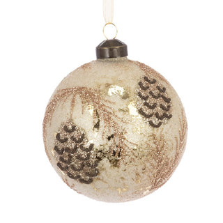 Glass Lexi Beige Bauble 10cm