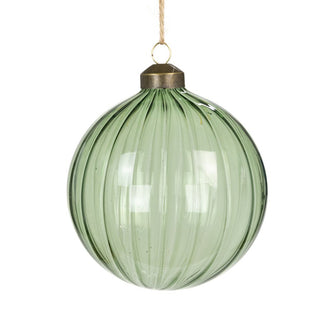 Glass Green Cora Bauble 10cm