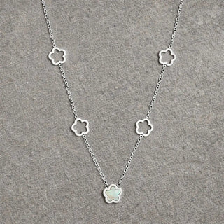 Tarnish Resistant Pearlescent Flower Necklace