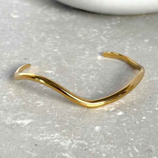 Tarnish Resistant Ripple Open Bangle