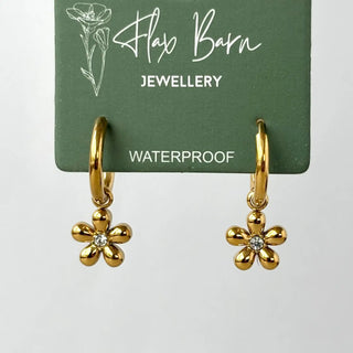 Tarnish Resistant Dainty Flower Huggies