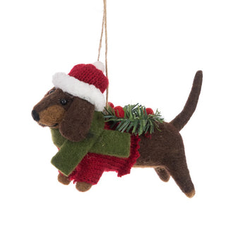Felt Red Jumper Dachshund Tree Decoration 8cm