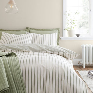Hampton Stripe Green Double Duvet Cover Set
