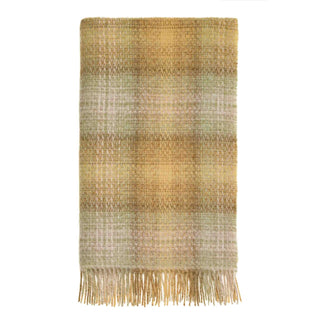 Ombre Plaid British Wool Throw Buttercup & Sage