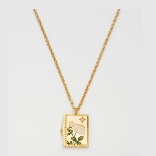 White English Rose Locket Necklace