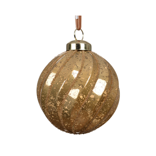 Caramel Brown Crackle Swirl Bauble